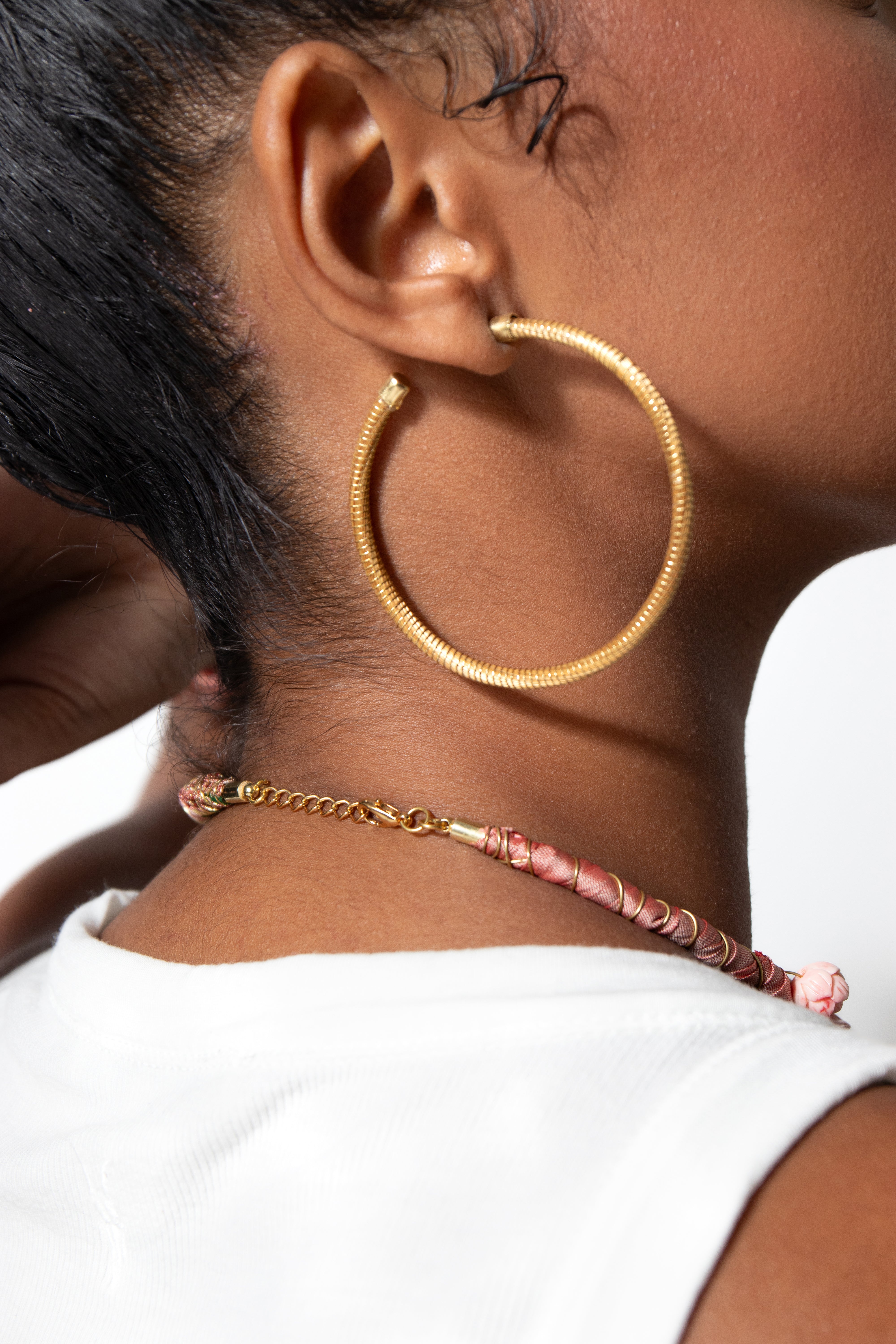 Isis Golden Grass Large Hoop Earrings